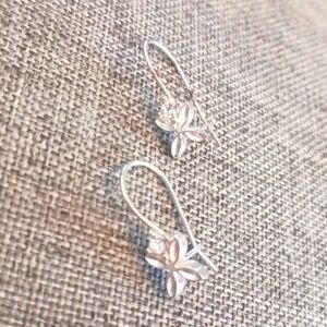 Dainty Butterfly Earrings Silver Colored w/ Crystals - Pre-loved (.75")